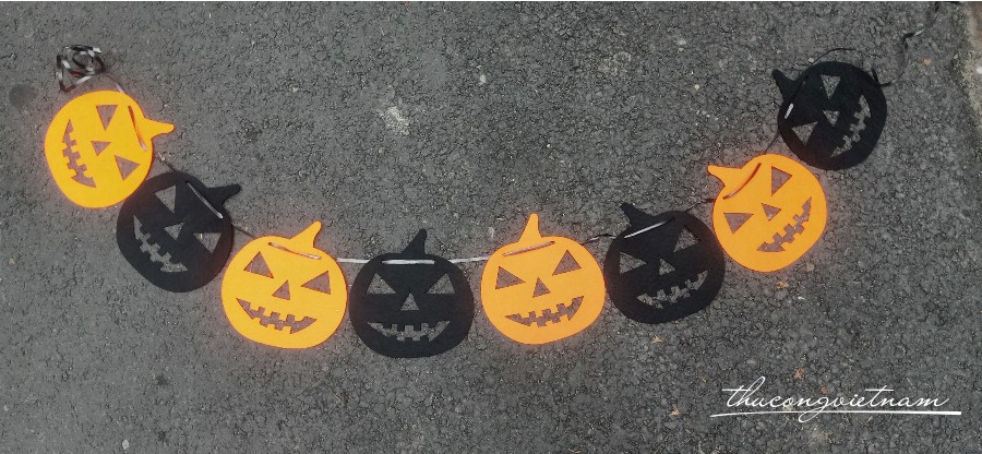 Dây cờ Halloween vải nỉ - Bí ngô